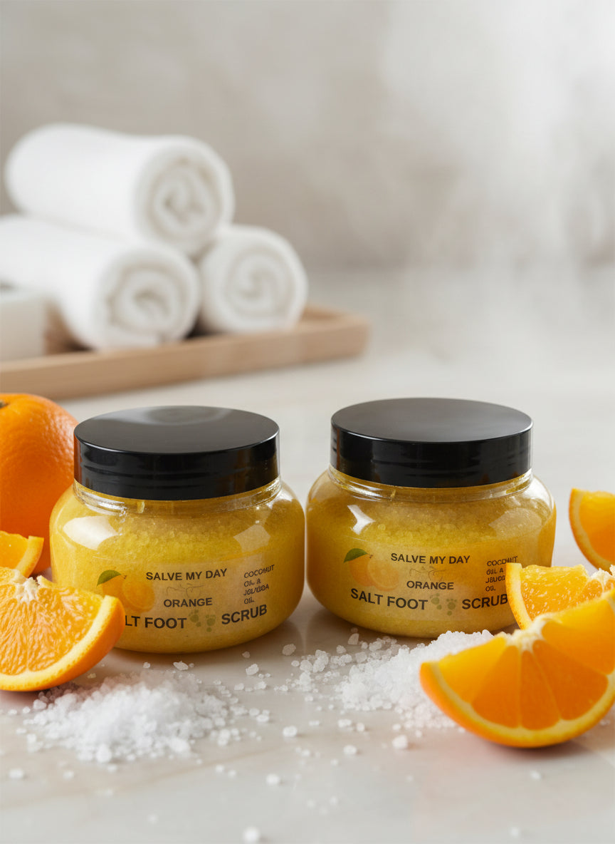 Salt Foot Scrub Orange Essential Oils 8oz